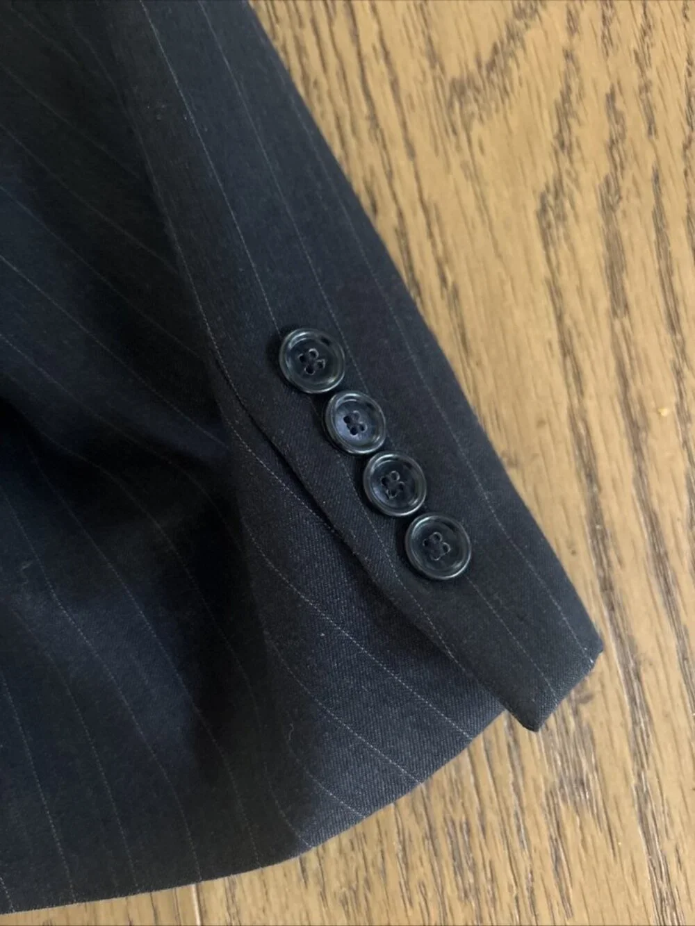 Jones New York JNY Classic Wool Suit Mens 2PC Black Pinstripe Jacket Pants ~44R